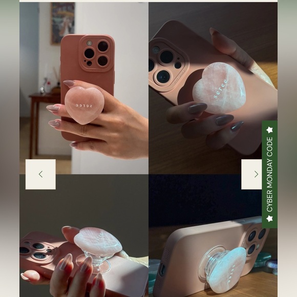 New Seree Green Aventurine Heart-Shaped Phone Pop Grip - Picture 6 of 6